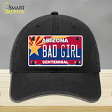 Arizona Centennial Bad Girl Novelty License Plate Hat Unconstructed Cotton / Black