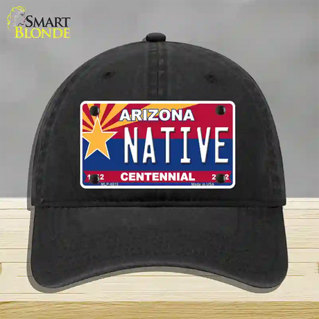 Arizona Centennial Native Novelty License Plate Hat Unconstructed Cotton / Black