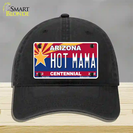 Arizona Centennial Hot Mama Novelty License Plate Hat Unconstructed Cotton / Black