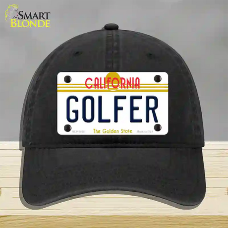 Golfer California Novelty License Plate Hat Unconstructed Cotton / Black