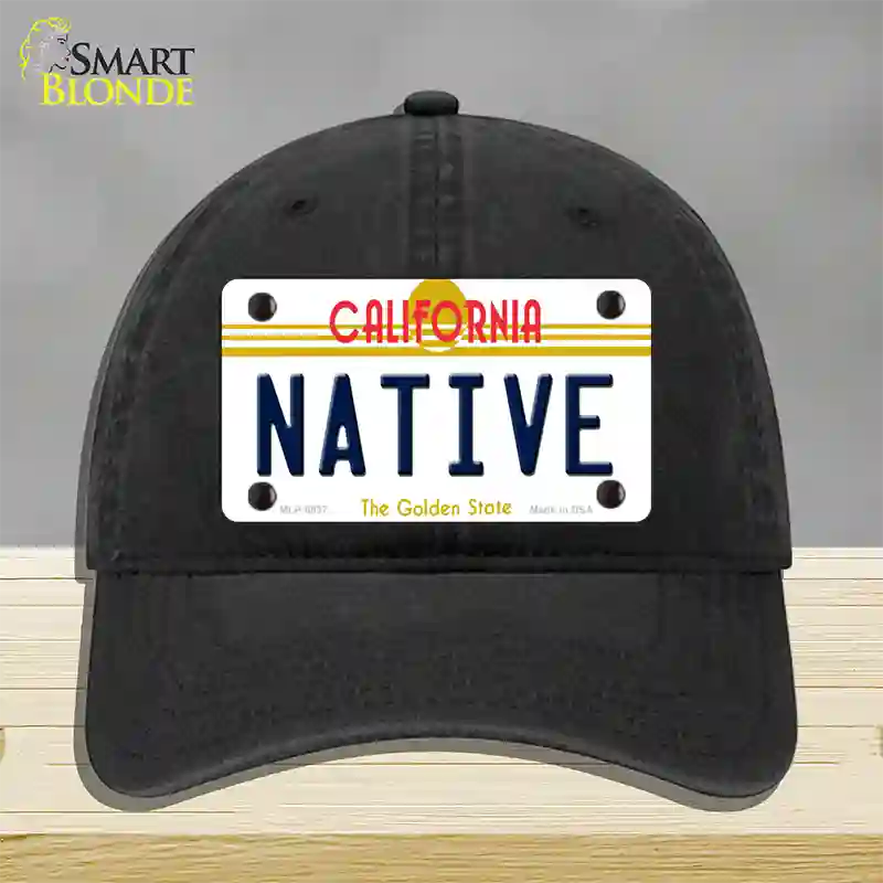 Native California Novelty License Plate Hat Unconstructed Cotton / Black