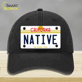 Native California Novelty License Plate Hat Unconstructed Cotton / Black