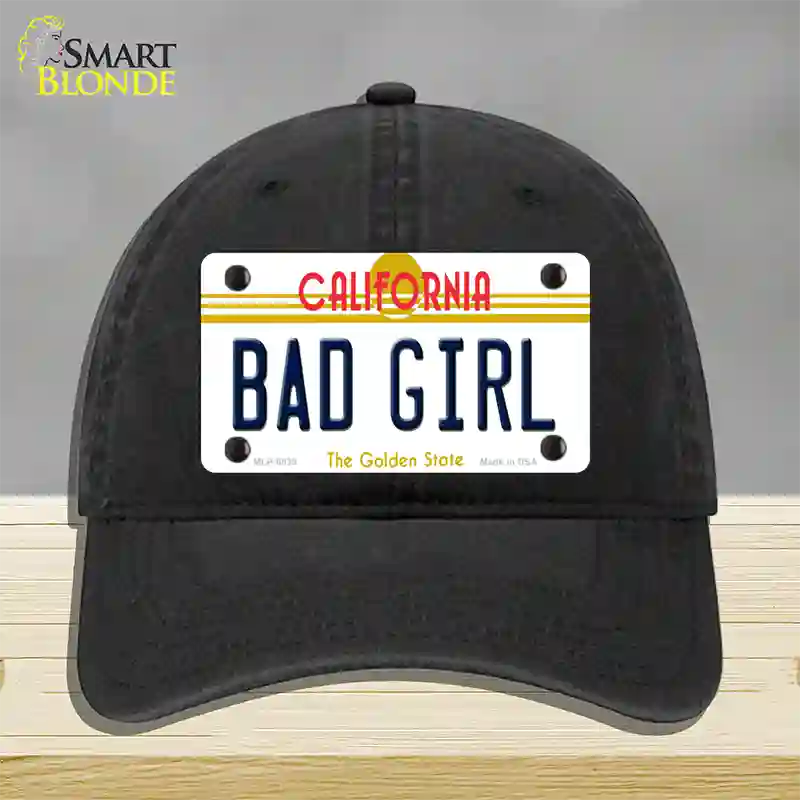 Bad Girl California Novelty License Plate Hat Unconstructed Cotton / Black