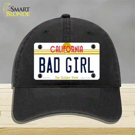 Bad Girl California Novelty License Plate Hat Unconstructed Cotton / Black