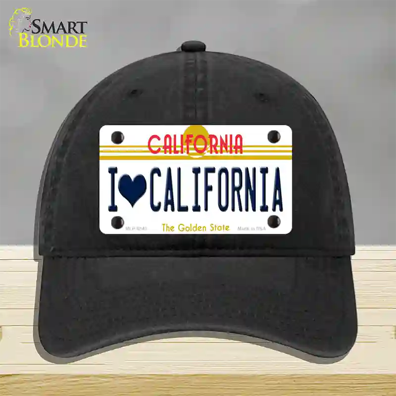 I Love California Novelty License Plate Hat Unconstructed Cotton / Black