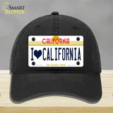 I Love California Novelty License Plate Hat Unconstructed Cotton / Black