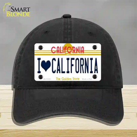 I Love California Novelty License Plate Hat Unconstructed Cotton / Black