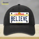 Believe California Novelty License Plate Hat Unconstructed Cotton / Black