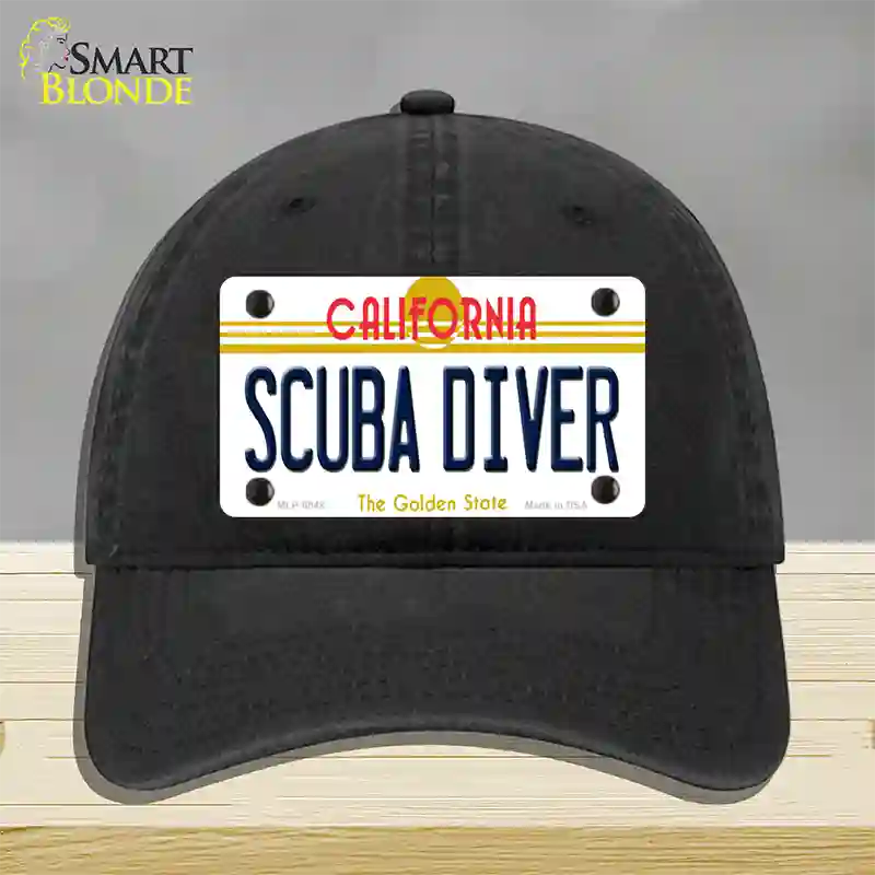 Scuba Diver California Novelty License Plate Hat Unconstructed Cotton / Black