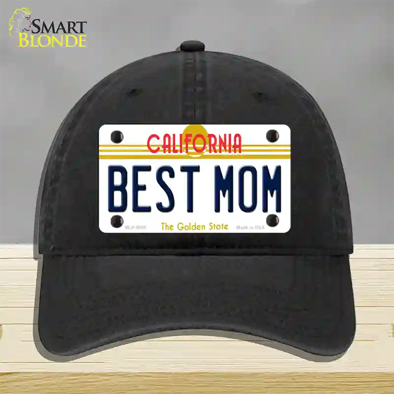 Best Mom California Novelty License Plate Hat Unconstructed Cotton / Black