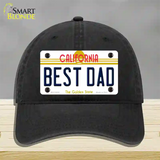 Best Dad California Novelty License Plate Hat Unconstructed Cotton / Black