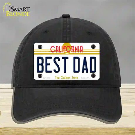 Best Dad California Novelty License Plate Hat Unconstructed Cotton / Black