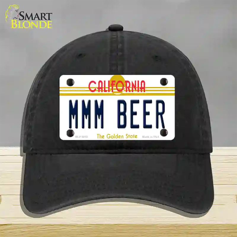 MMM Beer California Novelty License Plate Hat Unconstructed Cotton / Black