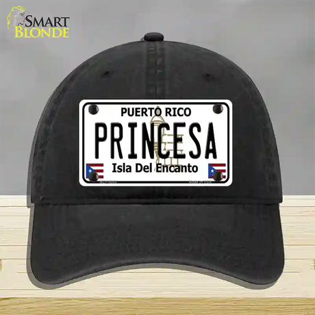 Princesa Puerto Rico Novelty License Plate Hat Unconstructed Cotton / Black