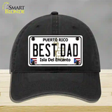 Best Dad Puerto Rico Novelty License Plate Hat Unconstructed Cotton / Black