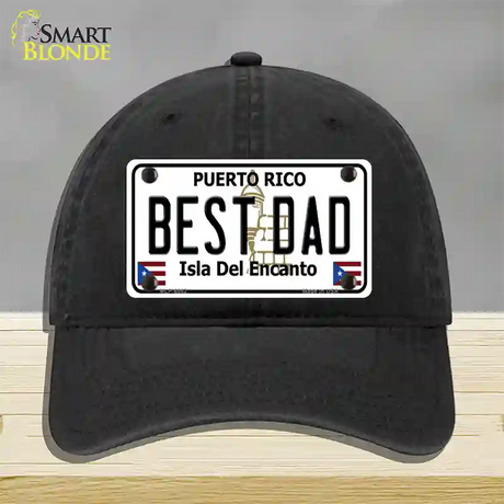 Best Dad Puerto Rico Novelty License Plate Hat Unconstructed Cotton / Black