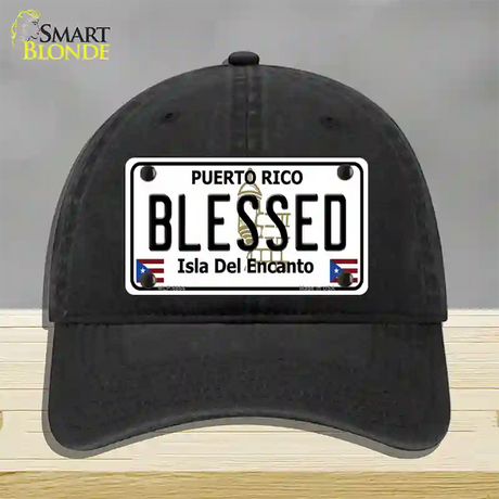 Blessed Puerto Rico Novelty License Plate Hat Unconstructed Cotton / Black