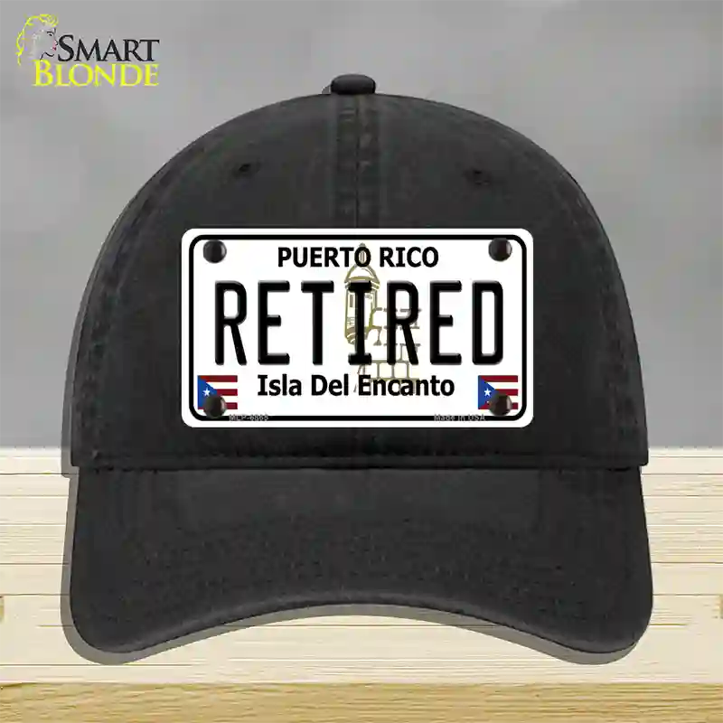 Retired Puerto Rico Novelty License Plate Hat Unconstructed Cotton / Black