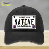 Native Puerto Rico Novelty License Plate Hat Unconstructed Cotton / Black