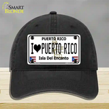 I Heart Puerto Rico Novelty License Plate Hat Unconstructed Cotton / Black