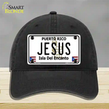 Jesus Puerto Rico Novelty License Plate Hat Unconstructed Cotton / Black