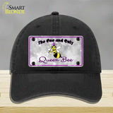 Queen Bee Purple Novelty License Plate Hat Unconstructed Cotton / Black