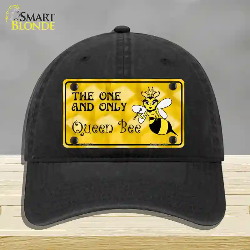 Queen Bee Yellow Novelty License Plate Hat Unconstructed Cotton / Black