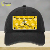 Queen Bee Honey Comb Novelty License Plate Hat Unconstructed Cotton / Black