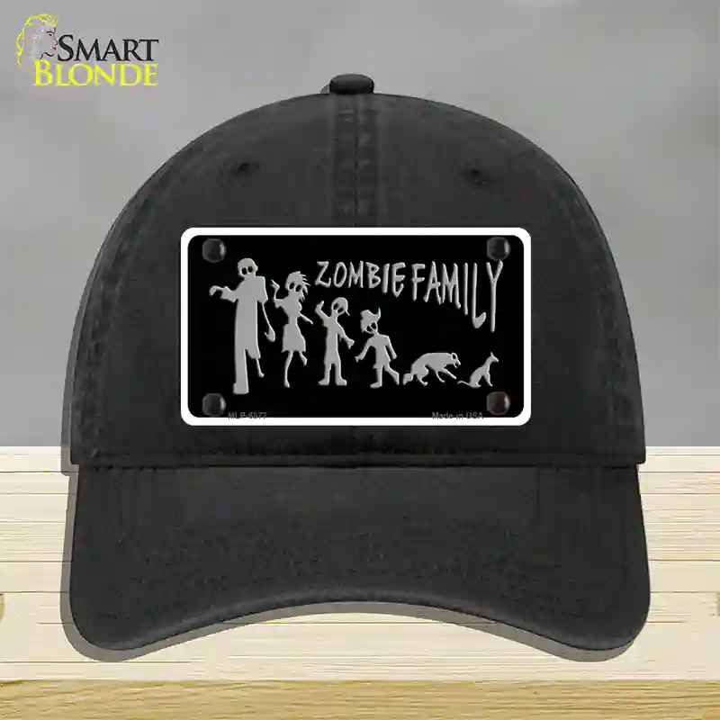 Zombie Family Black Novelty License Plate Hat Unconstructed Cotton / Black