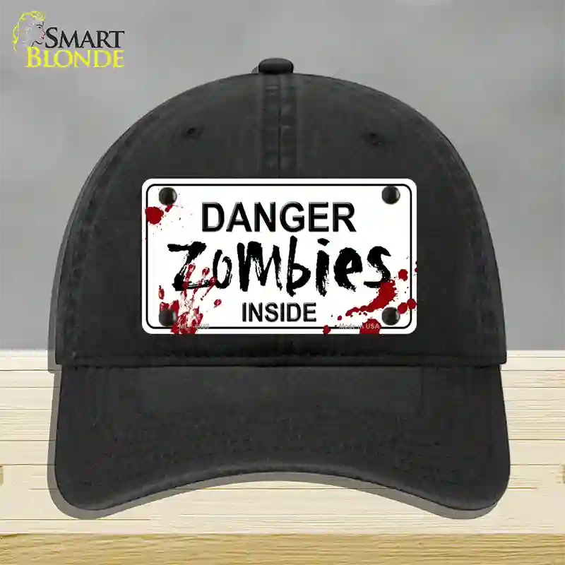 Danger Zombies Inside Novelty License Plate Hat Unconstructed Cotton / Black