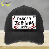 Danger Zombies Inside Novelty License Plate Hat Unconstructed Cotton / Black