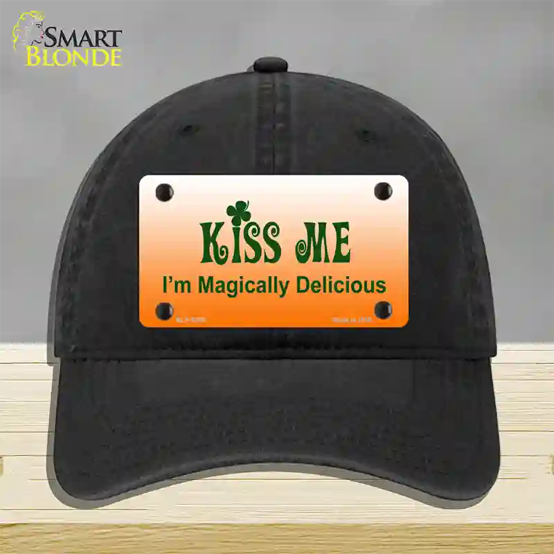 Kiss Me Novelty License Plate Hat Unconstructed Cotton / Black