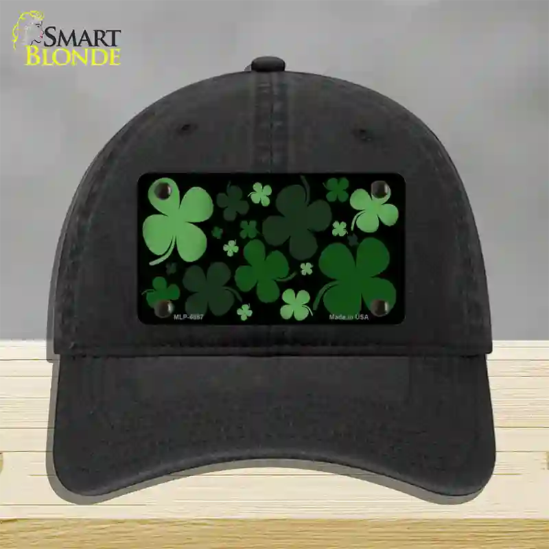 Clovers Novelty License Plate Hat Unconstructed Cotton / Black