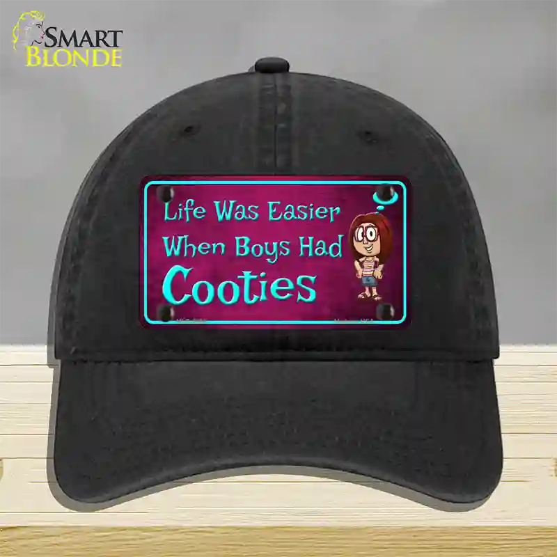 When Boys Had Cooties Novelty License Plate Hat Unconstructed Cotton / Black