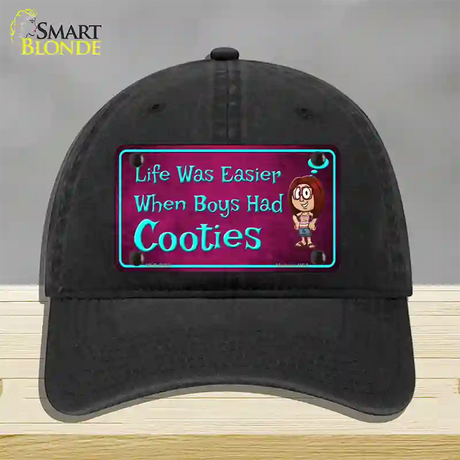 When Boys Had Cooties Novelty License Plate Hat Unconstructed Cotton / Black