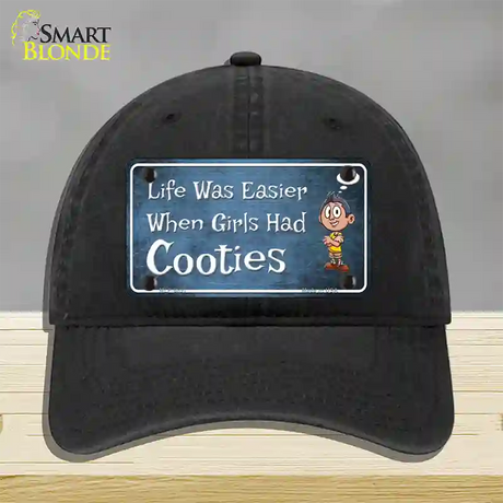 When Girls Had Cooties Novelty License Plate Hat Unconstructed Cotton / Black