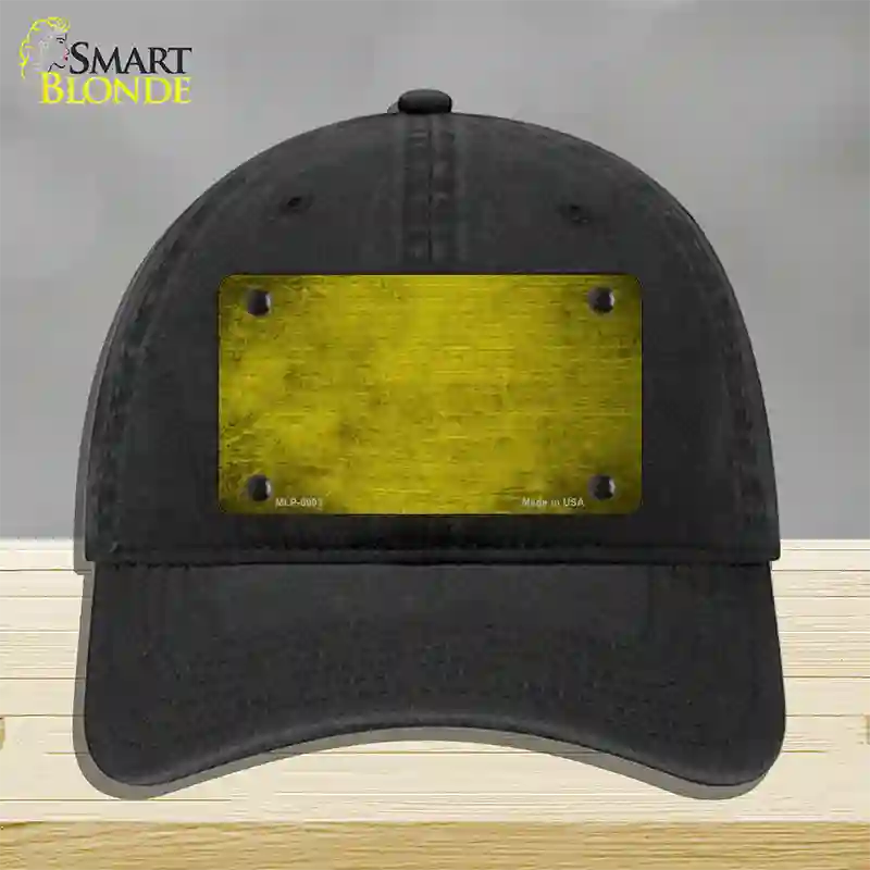 Yellow Oil Rubbed Solid Novelty License Plate Hat Unconstructed Cotton / Black