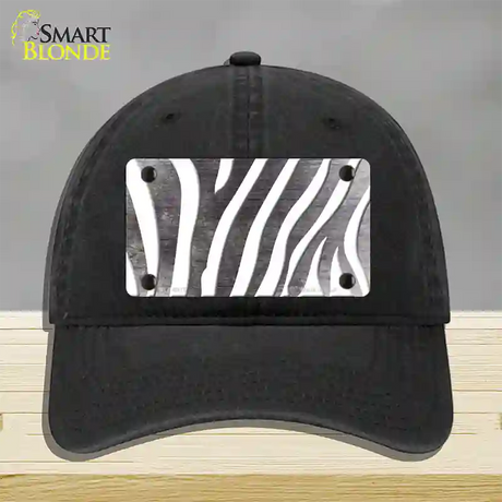 Black White Zebra Oil Rubbed Novelty License Plate Hat Unconstructed Cotton / Black