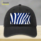 Blue White Zebra Oil Rubbed Novelty License Plate Hat Unconstructed Cotton / Black