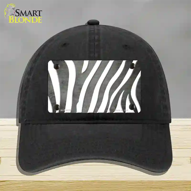 Gray White Zebra Oil Rubbed Novelty License Plate Hat Unconstructed Cotton / Black