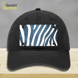 Light Blue White Zebra Oil Rubbed Novelty License Plate Hat Unconstructed Cotton / Black