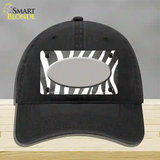 Gray White Zebra Oval Oil Rubbed Novelty License Plate Hat Unconstructed Cotton / Black