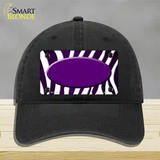 Purple White Zebra Oval Oil Rubbed Novelty License Plate Hat Unconstructed Cotton / Black