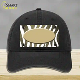 Gold White Zebra Oval Oil Rubbed Novelty License Plate Hat Unconstructed Cotton / Black