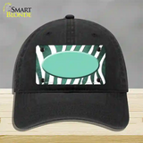 Mint White Zebra Oval Oil Rubbed Novelty License Plate Hat Unconstructed Cotton / Black