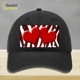 Red White Zebra Hearts Oil Rubbed Novelty License Plate Hat Unconstructed Cotton / Black