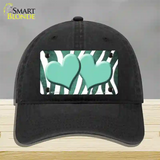 Mint White Zebra Hearts Oil Rubbed Novelty License Plate Hat Unconstructed Cotton / Black