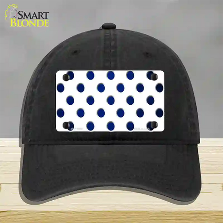 Blue White Dots Oil Rubbed Novelty License Plate Hat Unconstructed Cotton / Black