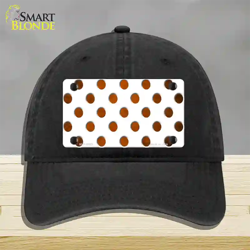 Orange White Dots Oil Rubbed Novelty License Plate Hat Unconstructed Cotton / Black