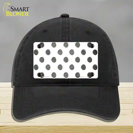 Gray White Dots Oil Rubbed Novelty License Plate Hat Unconstructed Cotton / Black